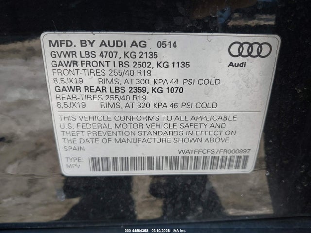 2015 AUDI Q3 WA1FFCFS7FR000997 Photo 8