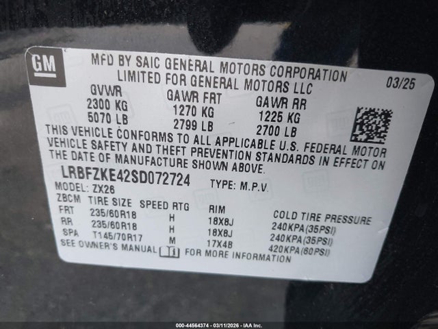 Aukcja sprzedaży 2025 Buick Envision Preferred Awd, vin: LRBFZKE42SD072724, numer aukcji: 44564374