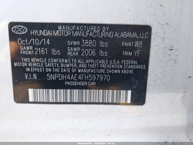 Hyundai ELANTRA SE 2015 5NPDH4AE4FH597970 Image 9
