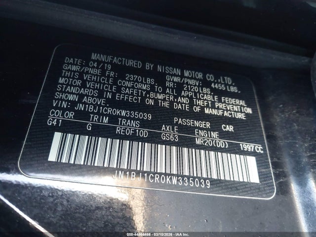 JN1BJ1CR0KW335039 Nissan Rogue Sport Sv