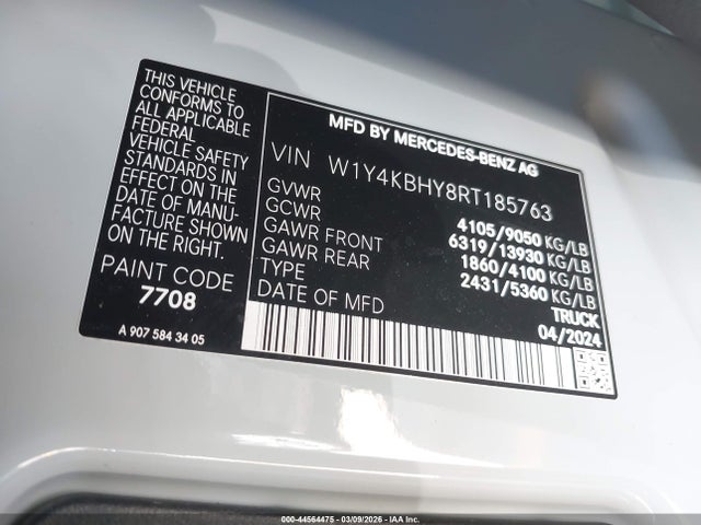 Продаж на аукціоні авто 2024 Mercedes-benz Sprinter 2500 Standard Roof 4-cyl Diesel, vin: W1Y4KBHY8RT185763, номер лоту: 44564475