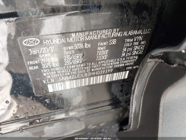 5NMZUDLB3HH039399 Hyundai Santa Fe Sport 2.4l