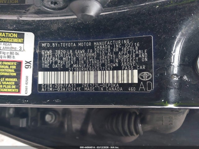 2T1BURHE6GC617047 Toyota COROLLA L