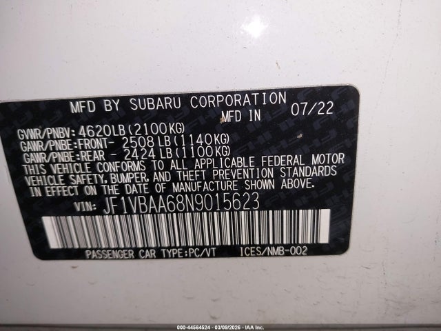 2022 SUBARU WRX JF1VBAA68N9015623 Photo 8