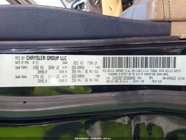 Aukcja sprzedaży 2011 Dodge Durango Citadel, vin: 1D4SD5GT1BC692493, numer aukcji: 44564534