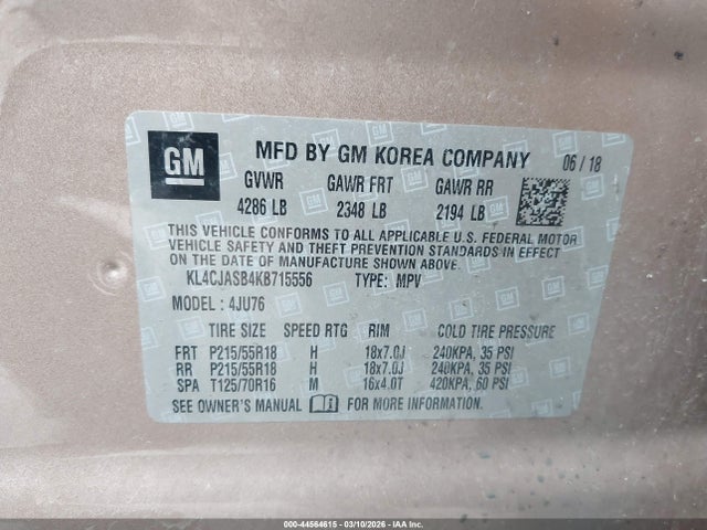 Продаж на аукціоні авто 2019 Buick Encore Fwd Preferred, vin: KL4CJASB4KB715556, номер лоту: 44564615