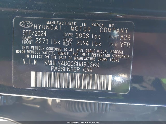 Aukcja sprzedaży 2025 Hyundai Elantra Sel Convenience, vin: KMHLS4DG0SU891369, numer aukcji: 44564670