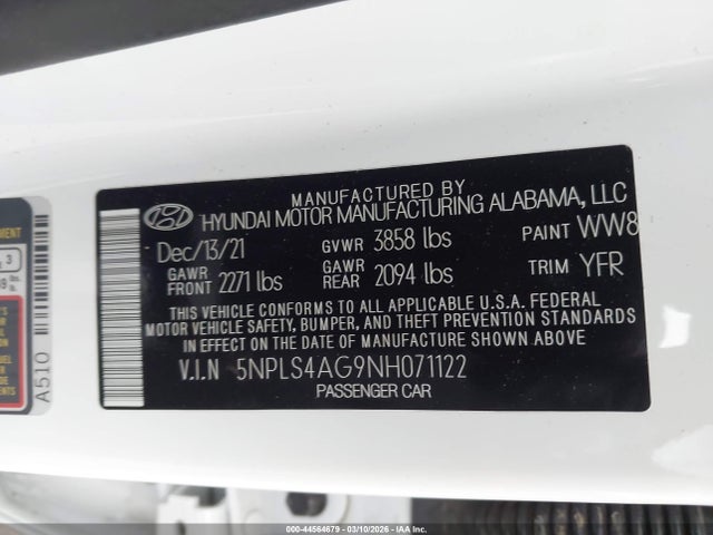 2022 HYUNDAI ELANTRA 5NPLS4AG9NH071122 Photo 8