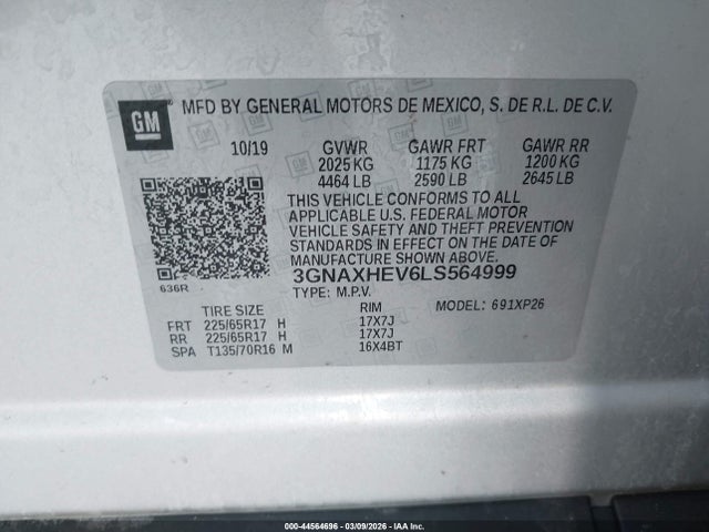 3GNAXHEV6LS564999 Chevrolet Equinox Fwd Ls