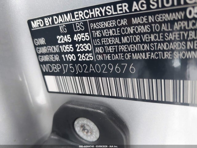 2002 MERCEDES-BENZ CL 500 WDBPJ75J02A029676 Photo 8