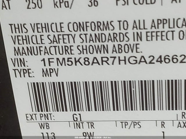Aukcja sprzedaży 2017 Ford Utility Police Interceptor, vin: 1FM5K8AR7HGA24662, numer aukcji: 44564786