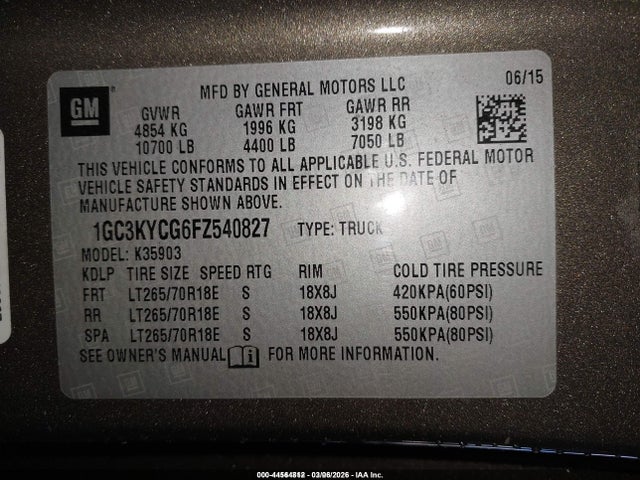1GC3KYCG6FZ540827 Chevrolet Silverado 3500hd Wt