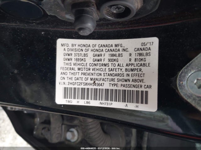 Honda Civic Lx 2017 2HGFC2F5XHH545647 Image 9