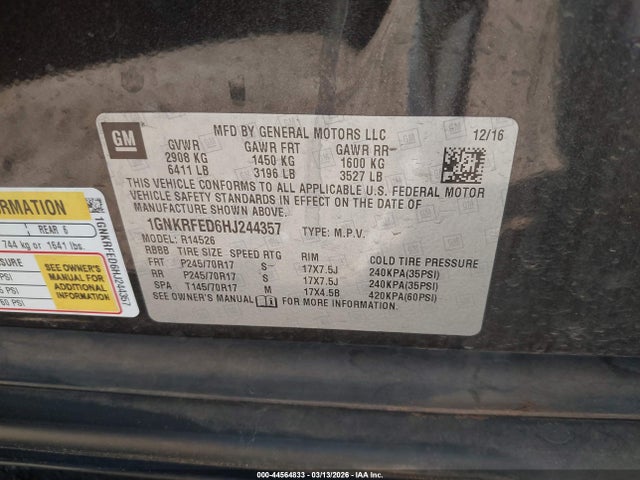 Chevrolet Traverse Ls 2017 1GNKRFED6HJ244357 Image 9