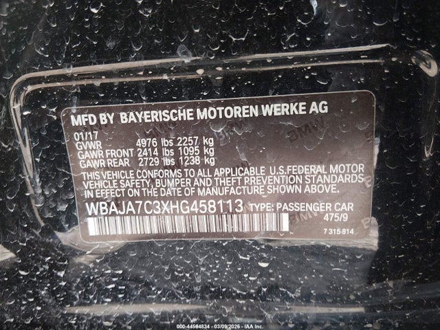 2017 BMW 530I WBAJA7C3XHG458113 Photo 8