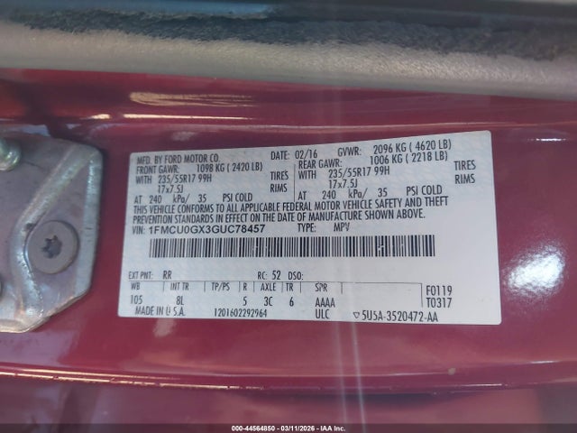 2016 FORD ESCAPE 1FMCU0GX3GUC78457 Photo 8