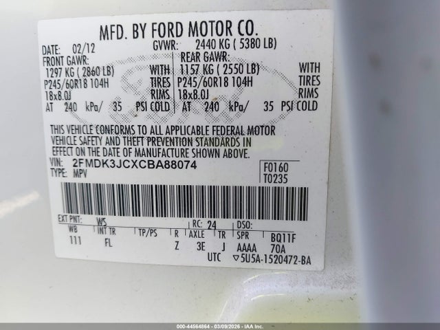2012 FORD EDGE 2FMDK3JCXCBA88074 Photo 8