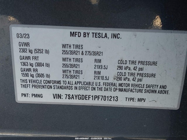 2023 TESLA MODEL Y 7SAYGDEF1PF701213 Photo 8