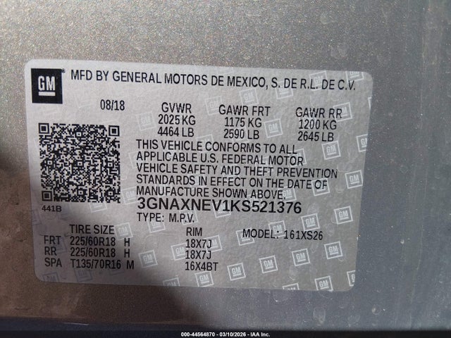 Chevrolet Equinox Premier 2019 3GNAXNEV1KS521376 Image 9