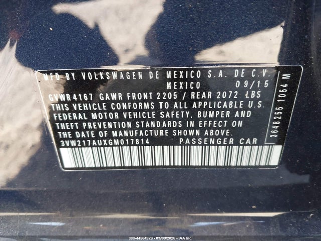 3VW217AUXGM017814 Volkswagen Golf Tsi Se 4-door