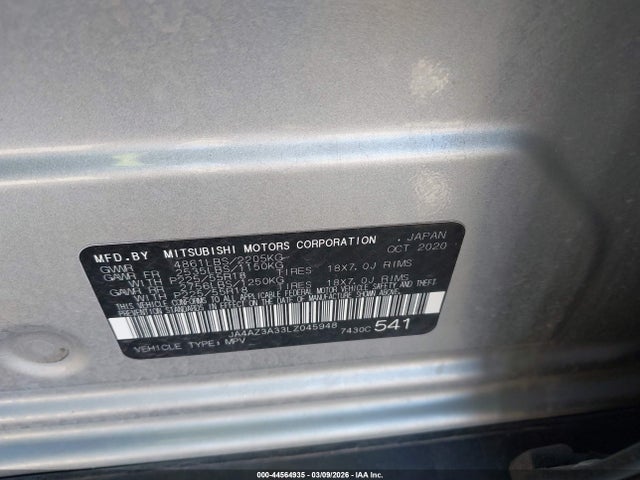 2020 MITSUBISHI OUTLANDER JA4AZ3A33LZ045948 Photo 8