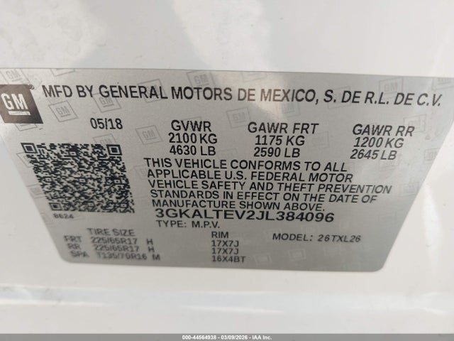 Aukcja sprzedaży 2018 Gmc Terrain Sle, vin: 3GKALTEV2JL384096, numer aukcji: 44564938
