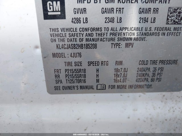 Продаж на аукціоні авто 2017 Buick Encore Preferred, vin: KL4CJASB2HB185208, номер лоту: 44565002