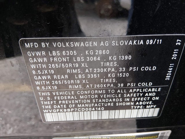 2012 VOLKSWAGEN TOUAREG WVGFK9BP7CD004140 Photo 8