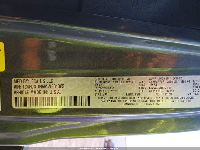 2021 JEEP WRANGLER UNLIMITED 1C4HJXDN6MW601365 Photo 8