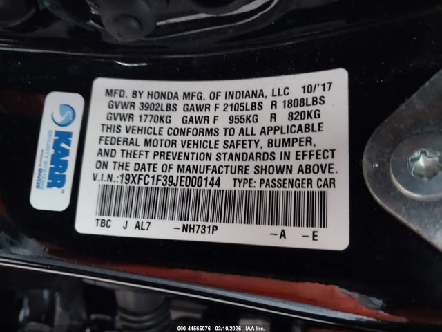 Honda Civic Ex-t 2018 19XFC1F39JE000144 Image 9