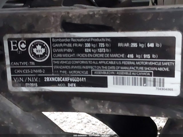 2015 CAN-AM SPYDER ROADSTER 2BXNCBC4XFV000441 Photo 9
