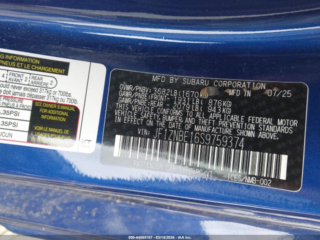 2025 Toyota Gr86 Premium მანქანა იყიდება აუქციონზე, vin: JF1ZNBE16S9759374, აუქციონის ნომერი: 44565107