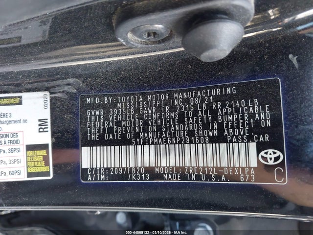 Toyota COROLLA LE 2022 5YFEPMAE6NP281608 Image 9