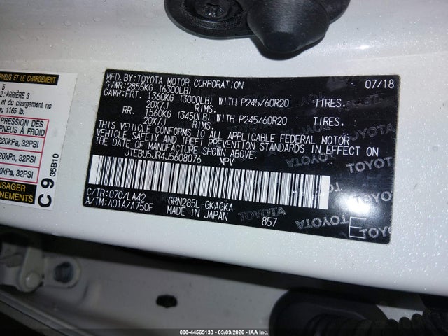 Toyota 4runner Limited 2018 JTEBU5JR4J5608076 Image 9