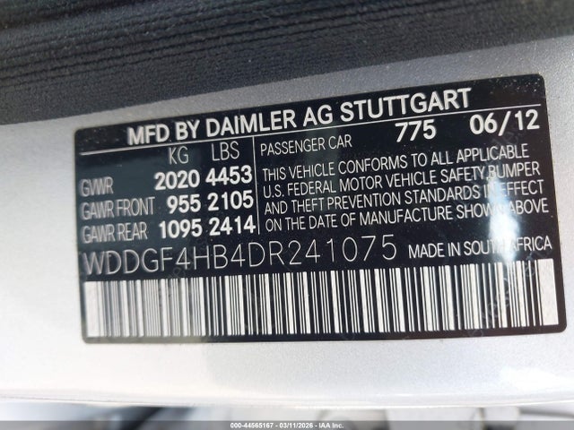 Продаж на аукціоні авто 2013 Mercedes-benz C 250 Sport, vin: WDDGF4HB4DR241075, номер лоту: 44565167
