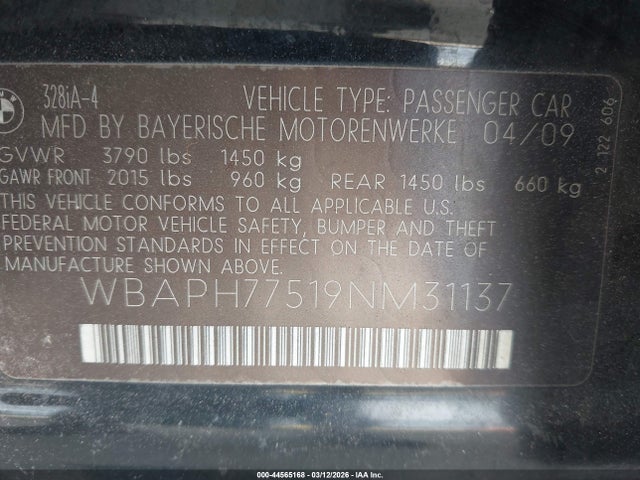 2009 BMW 328I WBAPH77519NM31137 Photo 8