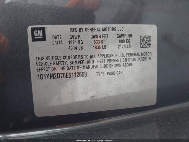 1G1YM2D76E5112668 Chevrolet Corvette Stingray Z51