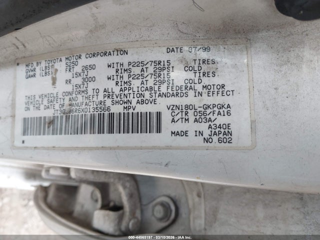1999 TOYOTA 4RUNNER JT3GN86R6X0135566 Photo 8