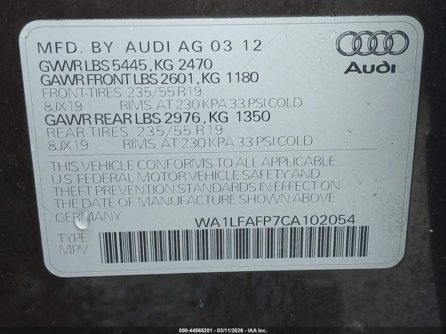 2012 AUDI Q5 WA1LFAFP7CA102054 Photo 8