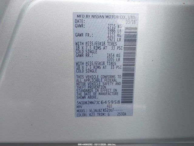 Nissan Pathfinder S 2018 5N1DR2MN7JC645958 Image 9