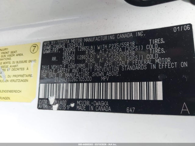 Продаж на аукціоні авто 2006 Lexus Rx 330, vin: 2T2HA31U26C105300, номер лоту: 44565303
