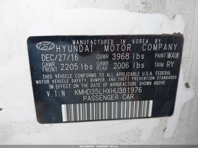 Продаж на аукціоні авто 2017 Hyundai Elantra Gt, vin: KMHD35LHXHU381976, номер лоту: 44565362