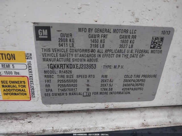 Aukcja sprzedaży 2014 Gmc Acadia Denali, vin: 1GKKRTKDXEJ203953, numer aukcji: 44565399
