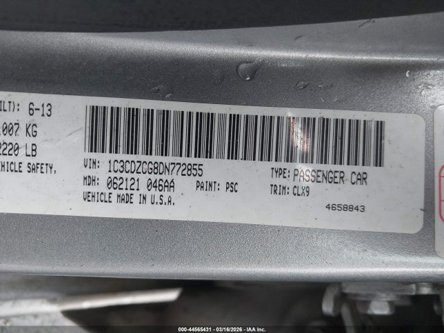 Продажа на аукционе авто 2013 Dodge Avenger Sxt, vin: 1C3CDZCG8DN772855, номер лота: 44565431
