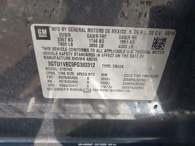 2015 GMC SIERRA 1500 3GTU1VEC9FG383312 Photo 8