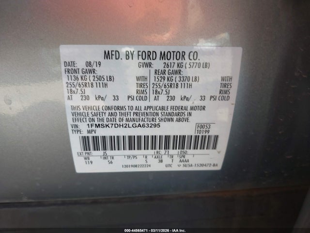 Ford EXPLORER XLT 2020 1FMSK7DH2LGA63295 Image 9