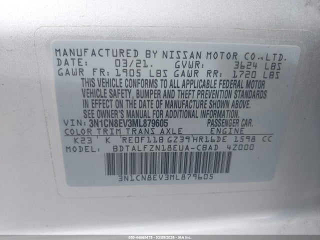 Nissan Versa Sv Xtronic Cvt 2021 3N1CN8EV3ML879605 Image 9