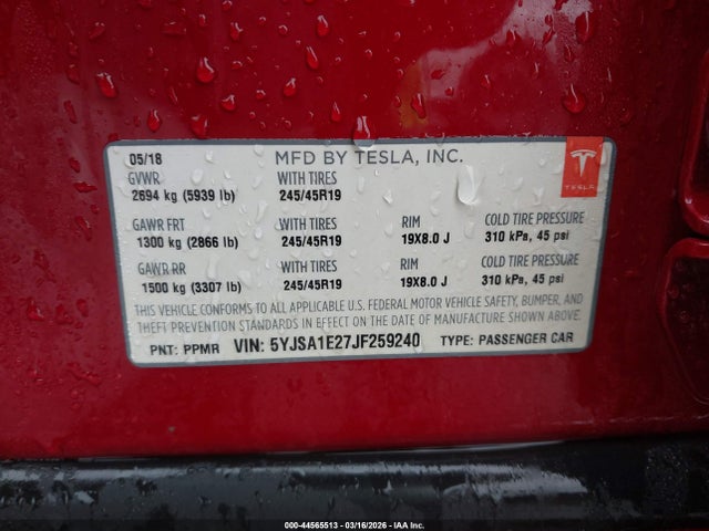 2018 TESLA MODEL S 5YJSA1E27JF259240 Photo 8
