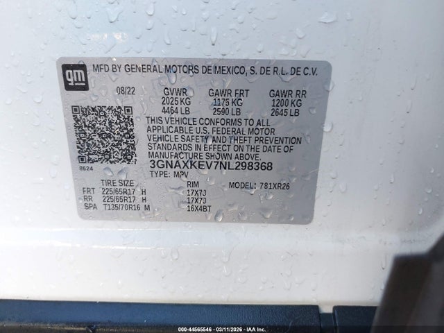 2022 CHEVROLET EQUINOX 3GNAXKEV7NL298368 Photo 8