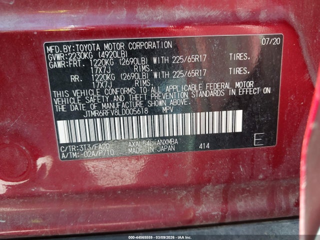 2020 TOYOTA RAV4 HYBRID JTMR6RFV8LD005618 Photo 8